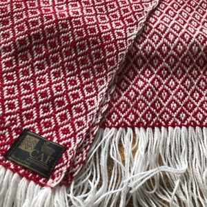 handcrafted red alpaca scarf/shawl blanket
